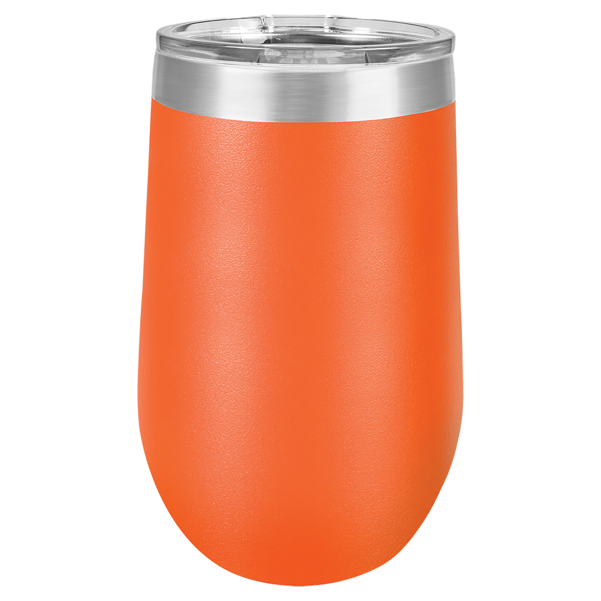 Orange with Silver Engraving 16 Oz Stemless Tumbler - Laser Engraved Drinkware