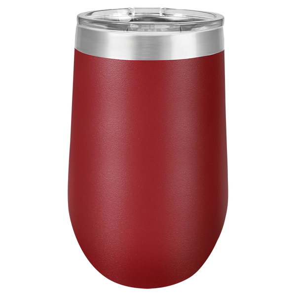 Maroon with Silver Engraving 16 Oz Stemless Tumbler - Laser Engraved Drinkware