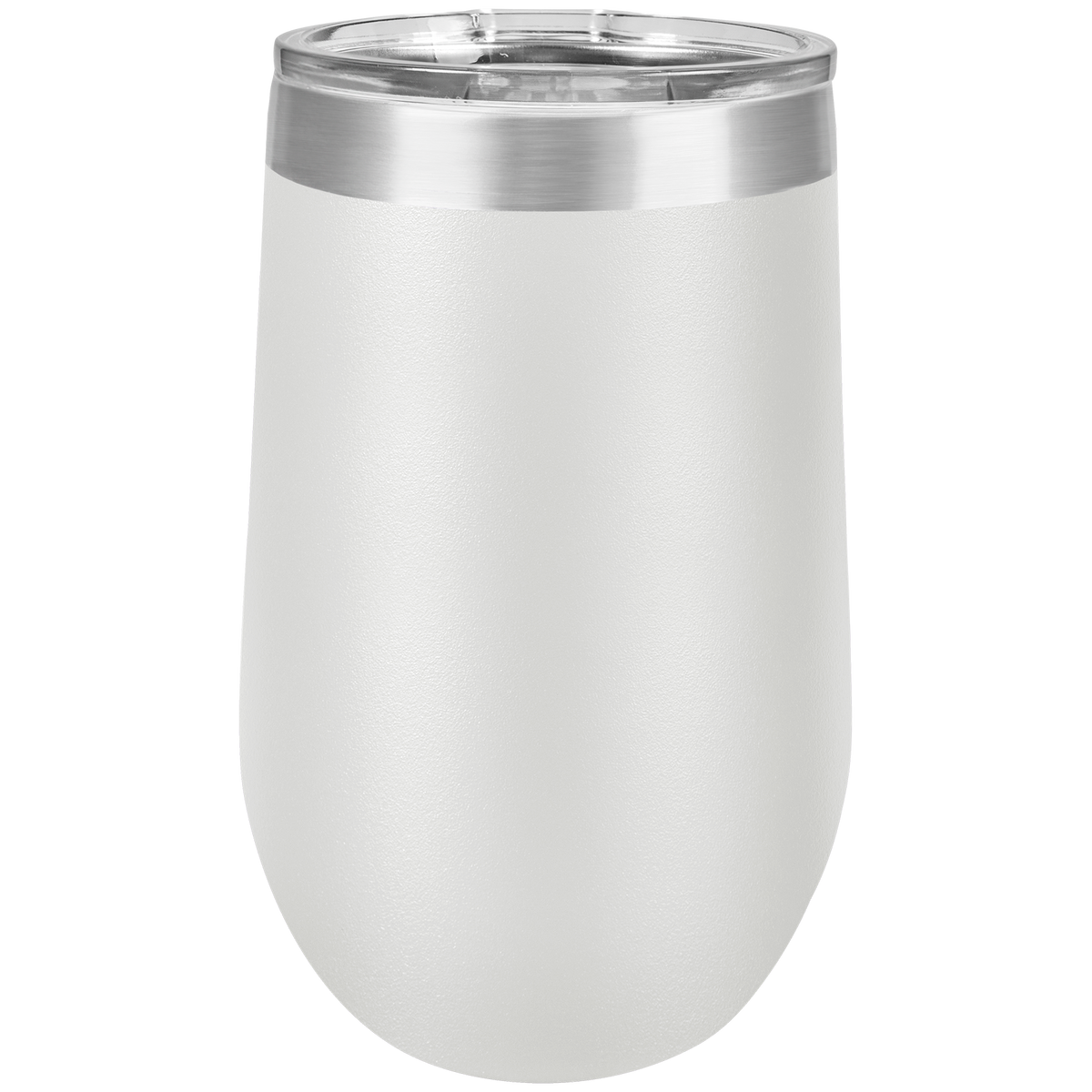 White with Silver Engraving 16 Oz Stemless Tumbler - Laser Engraved Drinkware