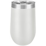 White with Silver Engraving 16 Oz Stemless Tumbler - Laser Engraved Drinkware