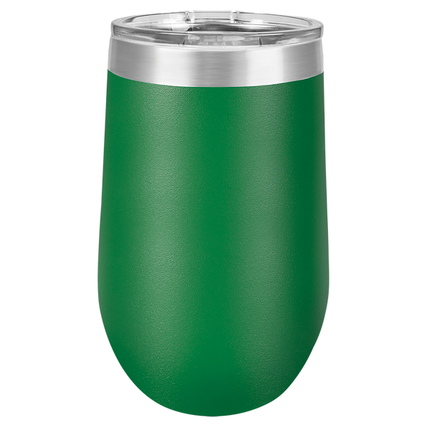 Green with Silver Engraving 16 Oz Stemless Tumbler - Laser Engraved Drinkware