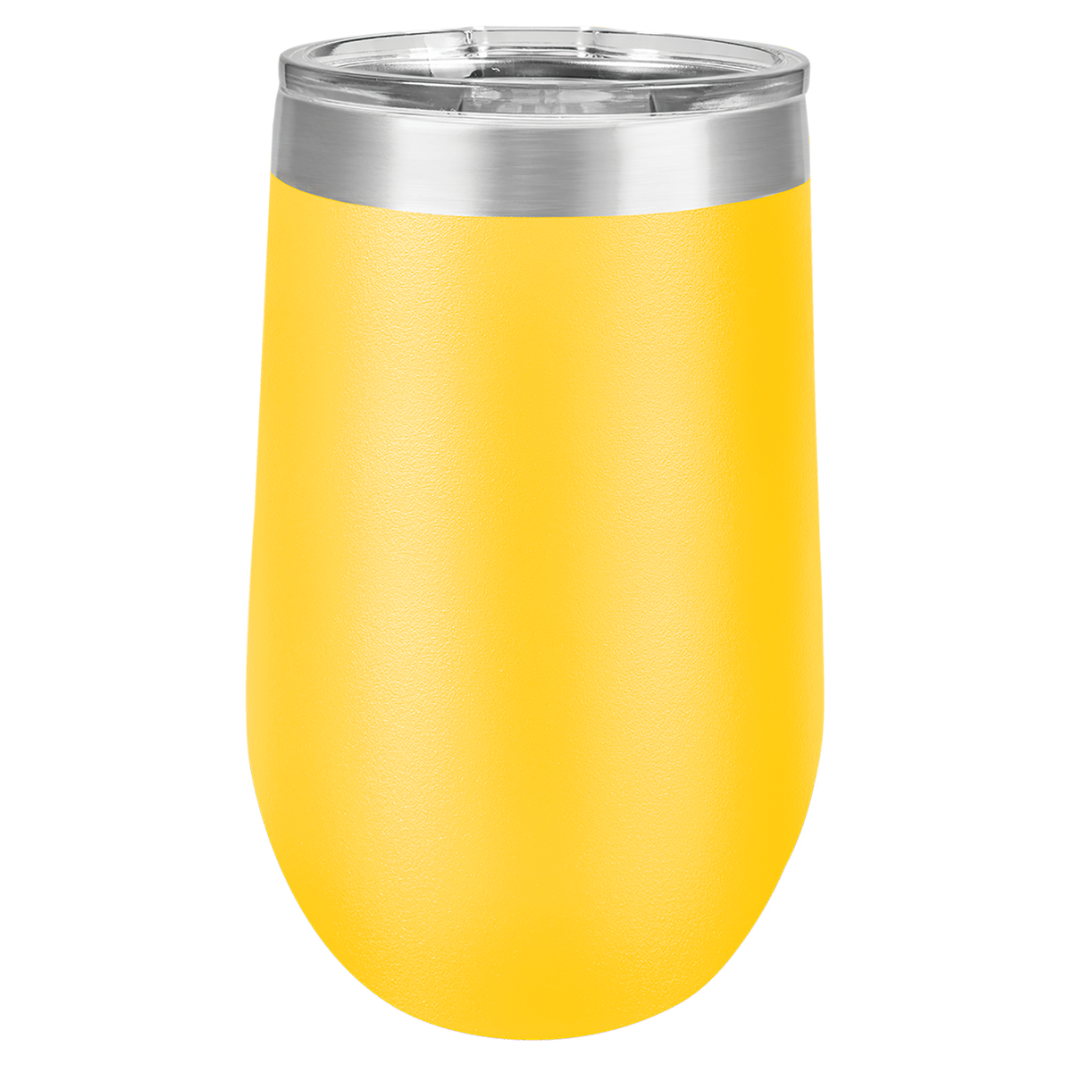 Yellow with Silver Engraving 16 Oz Stemless Tumbler - Laser Engraved Drinkware