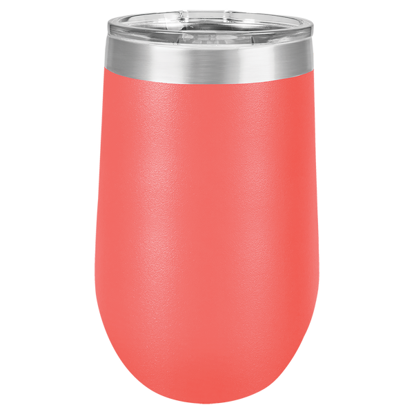 Coral with Silver Engraving 16 Oz Stemless Tumbler - Laser Engraved Drinkware