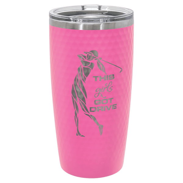Polar Camel 20 oz. Pink Golf Tumbler with full dimples