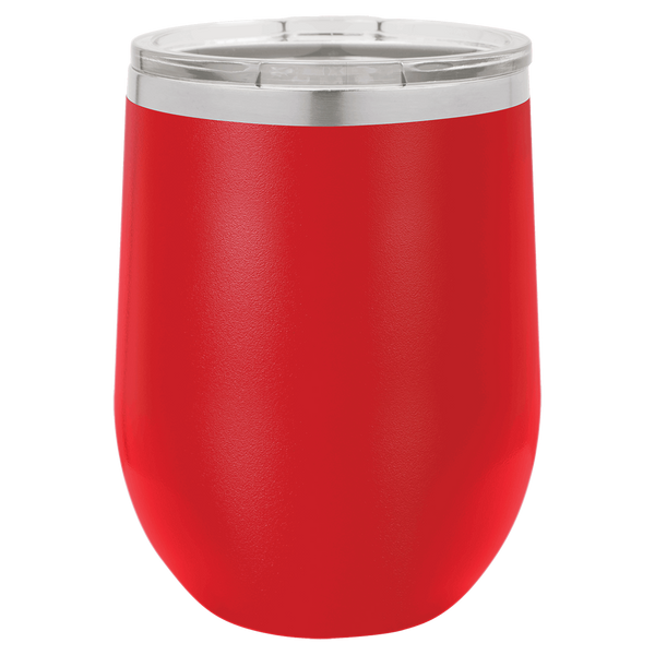 Red with Silver Engraving 12 oz. Stemless Wine Tumbler - Laser Engraved Drinkware