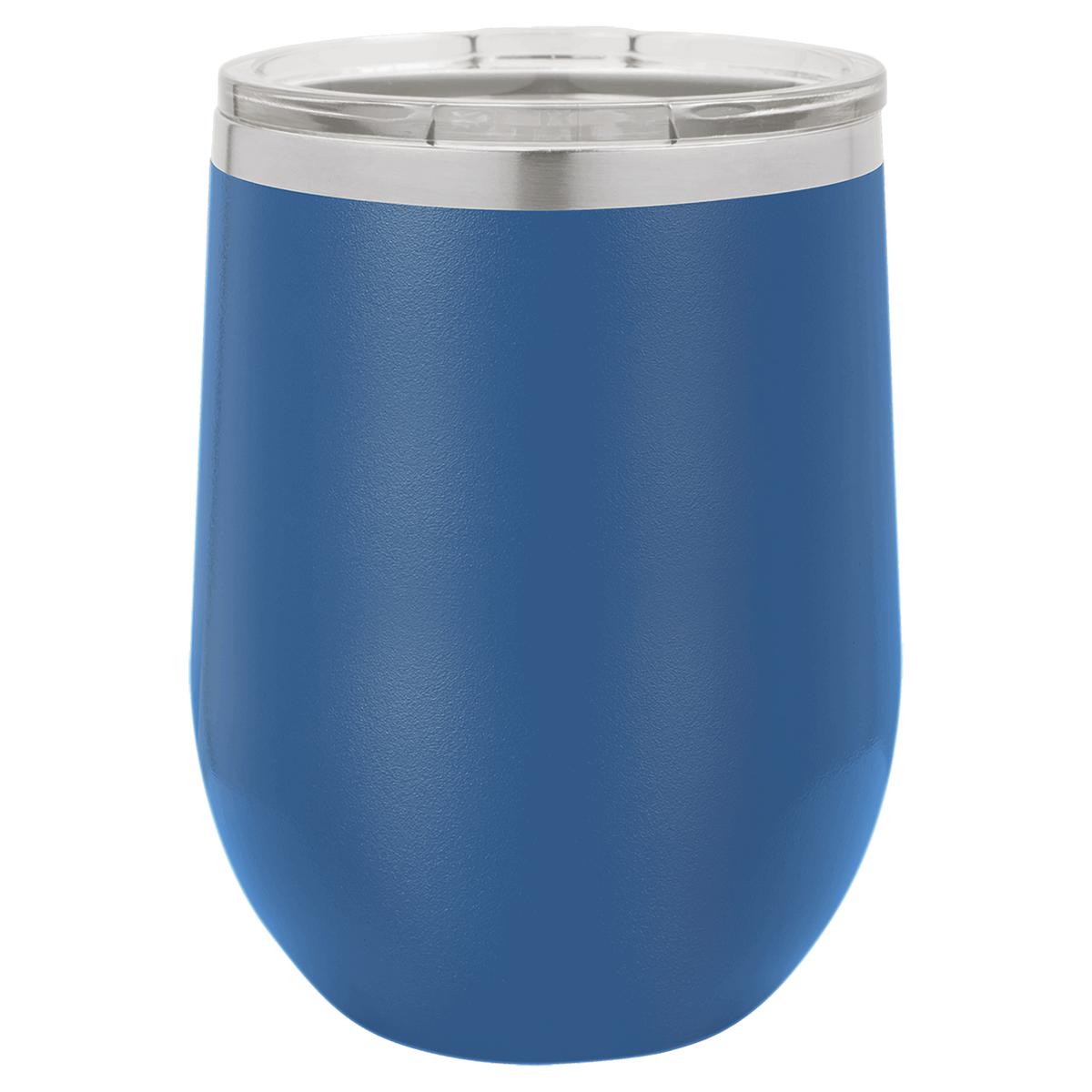 Blue with Silver Engraving 12 oz. Stemless Wine Tumbler - Laser Engraved Drinkware