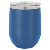 Blue with Silver Engraving 12 oz. Stemless Wine Tumbler - Laser Engraved Drinkware