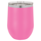 Pink with Silver Engraving 12 oz. Stemless Wine Tumbler - Laser Engraved Drinkware