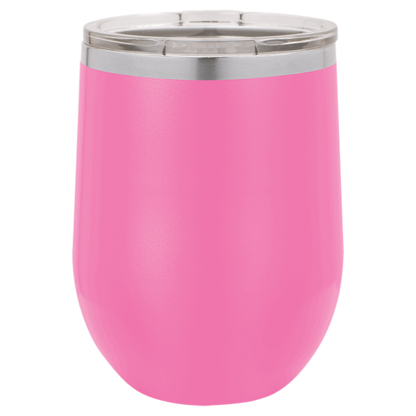 Pink with Silver Engraving 12 oz. Stemless Wine Tumbler - Laser Engraved Drinkware