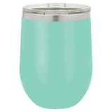 Teal with Silver Engraving 12 oz. Stemless Wine Tumbler - Laser Engraved Drinkware