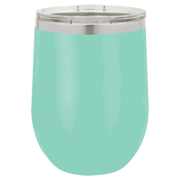 Teal with Silver Engraving 12 oz. Stemless Wine Tumbler - Laser Engraved Drinkware