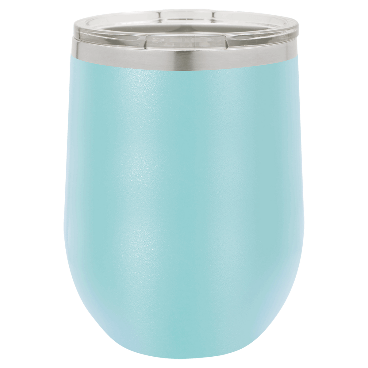 Light Blue with Silver Engraving 12 oz. Stemless Wine Tumbler - Laser Engraved Drinkware