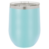 Light Blue with Silver Engraving 12 oz. Stemless Wine Tumbler - Laser Engraved Drinkware