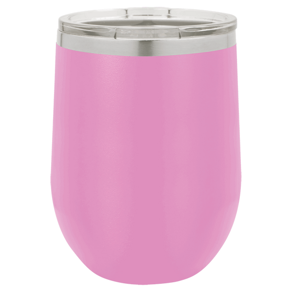 Light Purple with Silver Engraving 12 oz. Stemless Wine Tumbler - Laser Engraved Drinkware