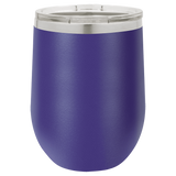 Purple with Silver Engraving 12 oz. Stemless Wine Tumbler - Laser Engraved Drinkware
