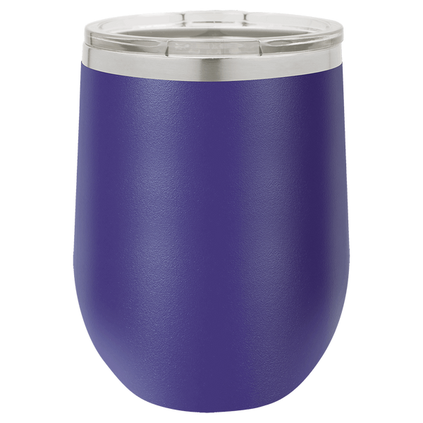 Purple with Silver Engraving 12 oz. Stemless Wine Tumbler - Laser Engraved Drinkware