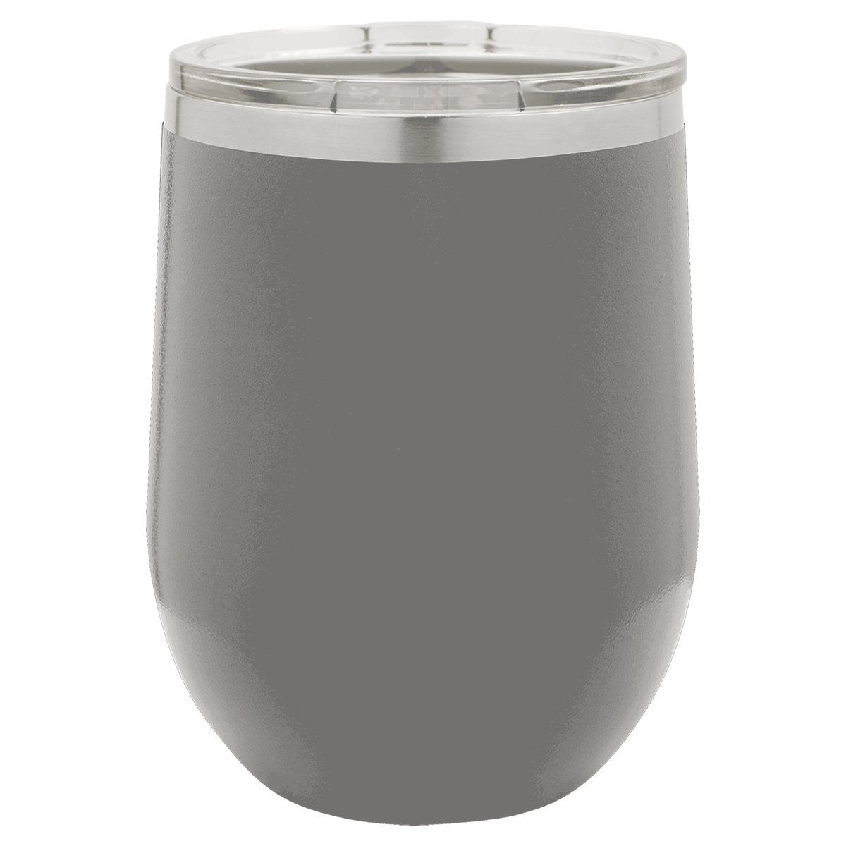 Dark Gray with Silver Engraving 12 oz. Stemless Wine Tumbler - Laser Engraved Drinkware