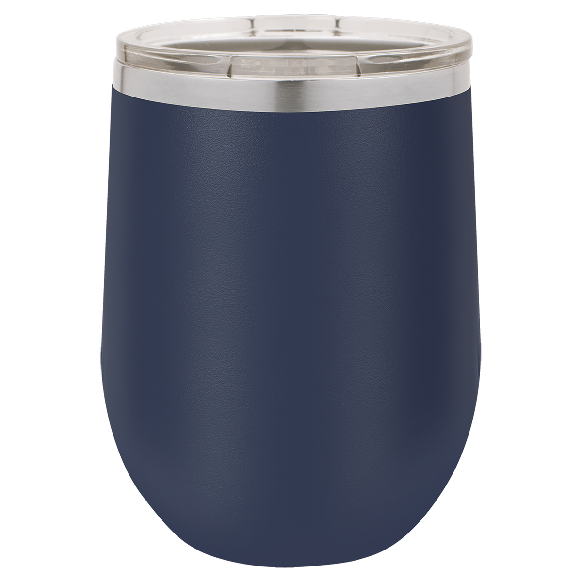 Navy Blue with Silver Engraving 12 oz. Stemless Wine Tumbler - Laser Engraved Drinkware