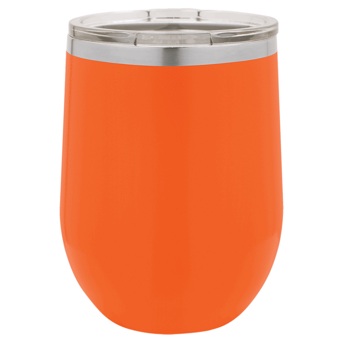 Orange with Silver Engraving 12 oz. Stemless Wine Tumbler - Laser Engraved Drinkware