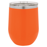 Orange with Silver Engraving 12 oz. Stemless Wine Tumbler - Laser Engraved Drinkware