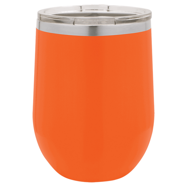 Orange with Silver Engraving 12 oz. Stemless Wine Tumbler - Laser Engraved Drinkware