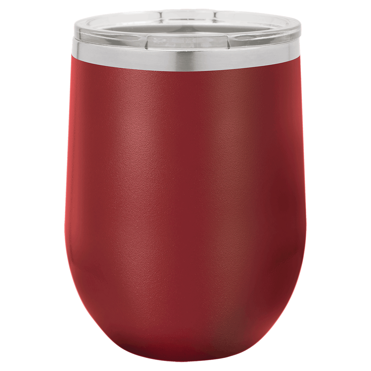 Maroon with Silver Engraving 12 oz. Stemless Wine Tumbler - Laser Engraved Drinkware