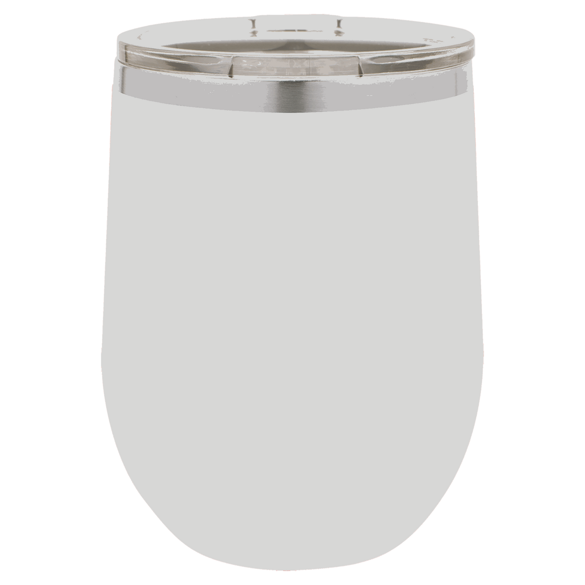 White with Silver Engraving 12 oz. Stemless Wine Tumbler - Laser Engraved Drinkware