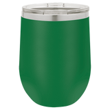 Green with Silver Engraving 12 oz. Stemless Wine Tumbler - Laser Engraved Drinkware