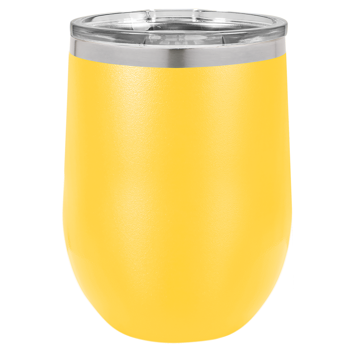 Yellow with Silver Engraving 12 oz. Stemless Wine Tumbler - Laser Engraved Drinkware