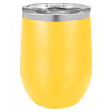 Yellow with Silver Engraving 12 oz. Stemless Wine Tumbler - Laser Engraved Drinkware