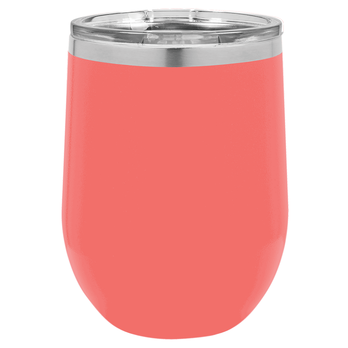 Coral with Silver Engraving 12 oz. Stemless Wine Tumbler - Laser Engraved Drinkware