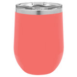 Coral with Silver Engraving 12 oz. Stemless Wine Tumbler - Laser Engraved Drinkware