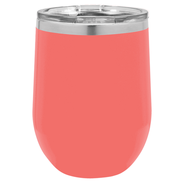 Coral with Silver Engraving 12 oz. Stemless Wine Tumbler - Laser Engraved Drinkware