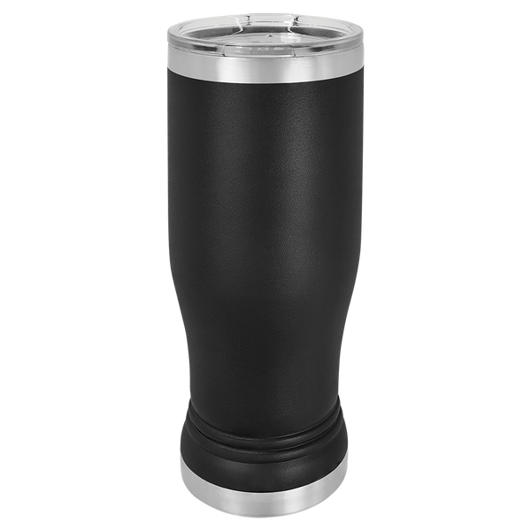 Black with Silver Engraving 14 Oz Pilsner Tumbler - Laser Engraved Drinkware