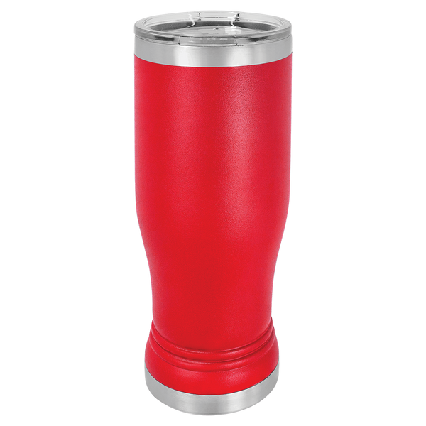 Red with Silver Engraving 14 Oz Pilsner Tumbler - Laser Engraved Drinkware