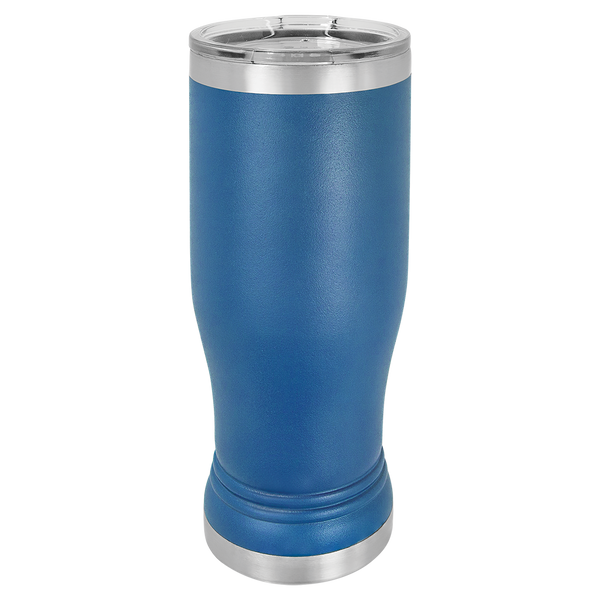 Royal Blue with Silver Engraving 14 Oz Pilsner Tumbler - Laser Engraved Drinkware