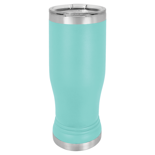 Teal with Silver Engraving 14 Oz Pilsner Tumbler - Laser Engraved Drinkware