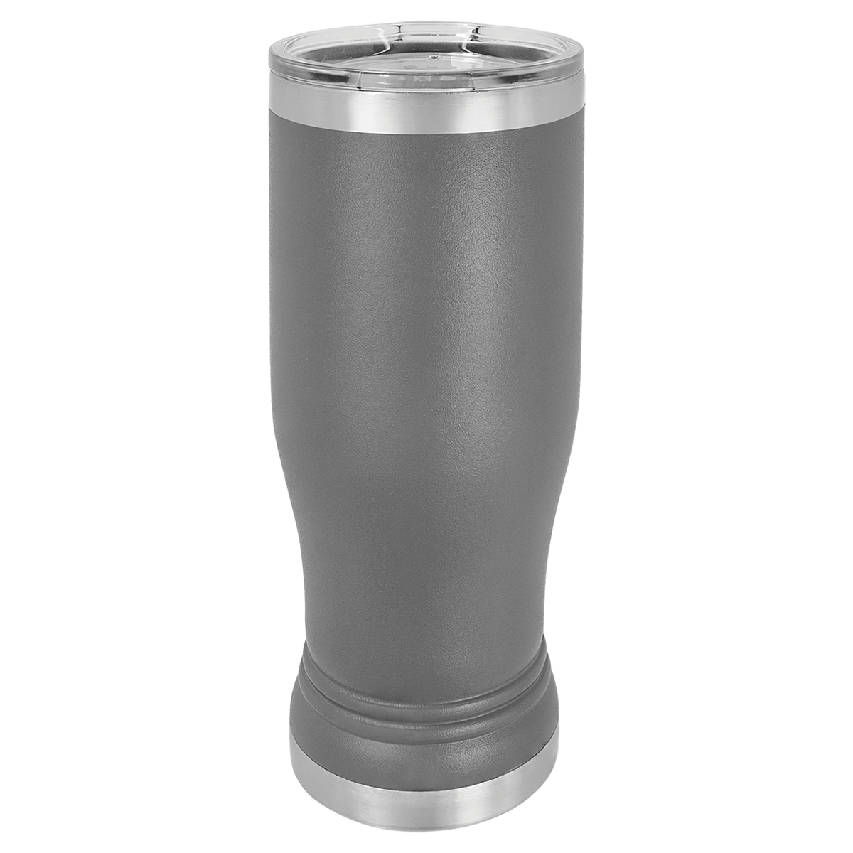 Dark Gray with Silver Engraving 14 Oz Pilsner Tumbler - Laser Engraved Drinkware