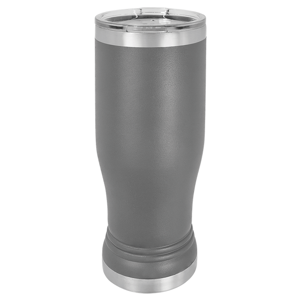 Dark Gray with Silver Engraving 14 Oz Pilsner Tumbler - Laser Engraved Drinkware