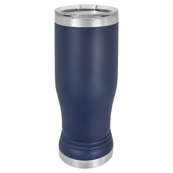 Navy Blue with Silver Engraving 14 Oz Pilsner Tumbler - Laser Engraved Drinkware