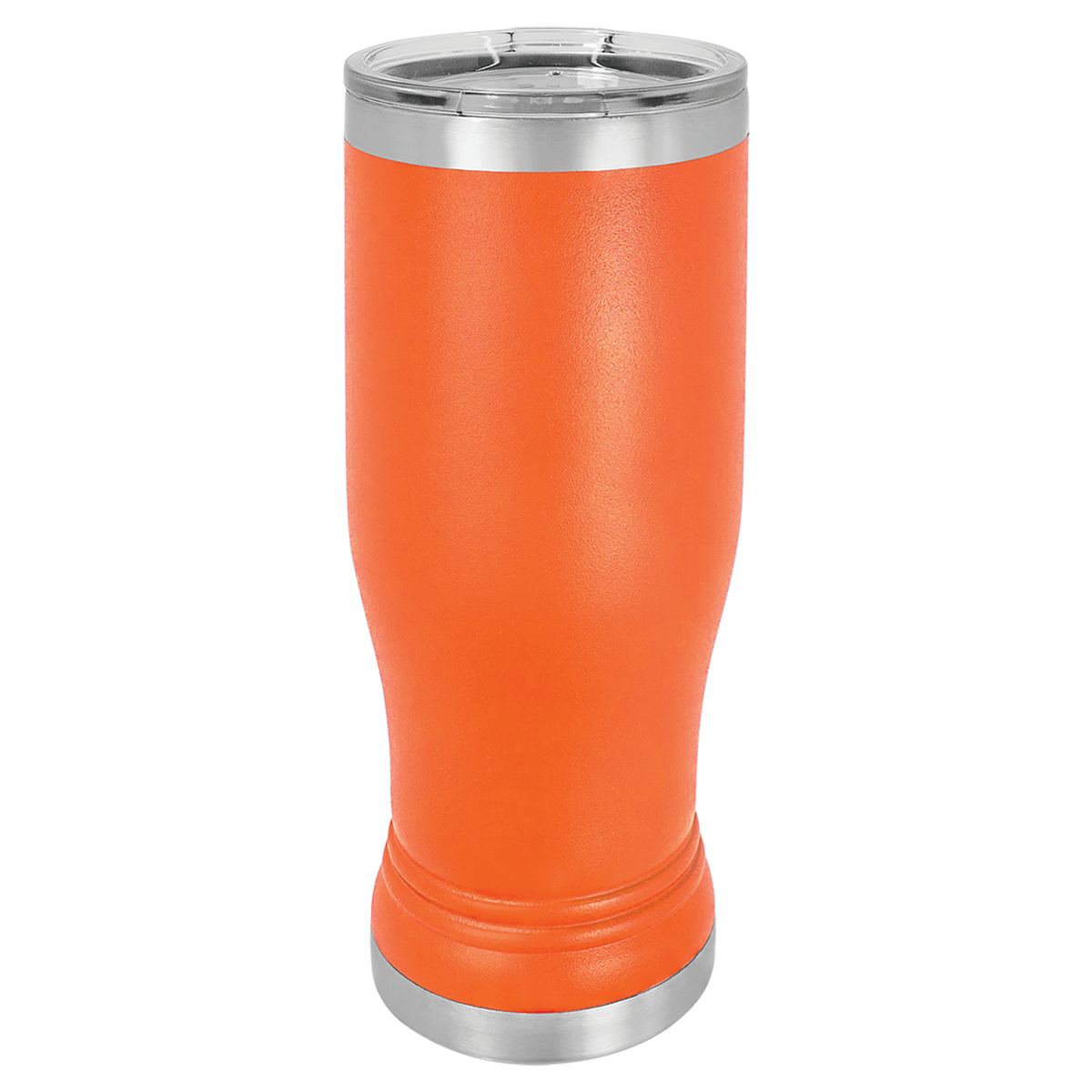 Orange with Silver Engraving 14 Oz Pilsner Tumbler - Laser Engraved Drinkware
