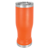 Orange with Silver Engraving 14 Oz Pilsner Tumbler - Laser Engraved Drinkware