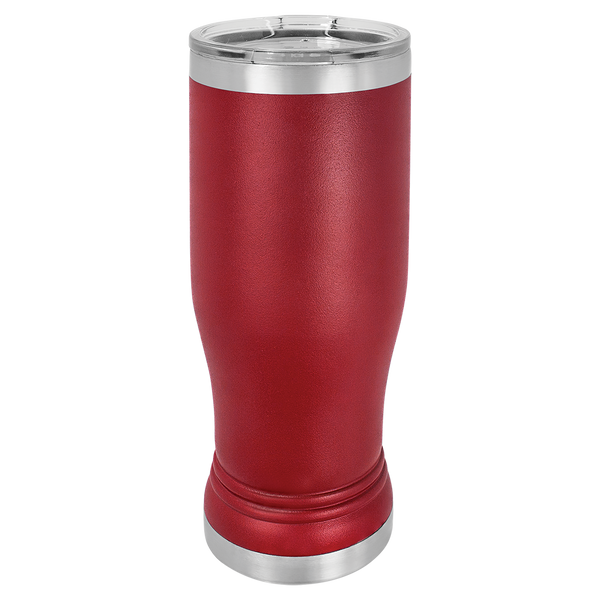Maroon with Silver Engraving 14 Oz Pilsner Tumbler - Laser Engraved Drinkware