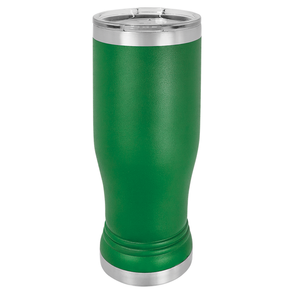 Green with Silver Engraving 14 Oz Pilsner Tumbler - Laser Engraved Drinkware