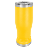 Yellow with Silver Engraving 14 Oz Pilsner Tumbler - Laser Engraved Drinkware