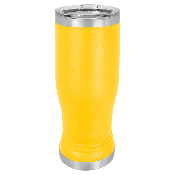 Yellow with Silver Engraving 14 Oz Pilsner Tumbler - Laser Engraved Drinkware