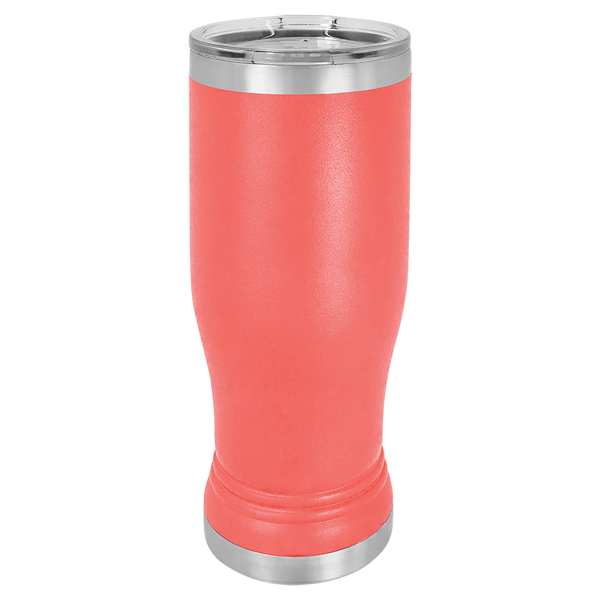Coral with Silver Engraving 14 Oz Pilsner Tumbler - Laser Engraved Drinkware