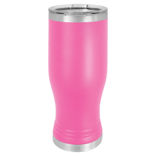 Pink with Silver Engraving 20 Oz Pilsner Tumbler - Laser Engraved Drinkware