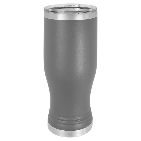Dark Gray with Silver Engraving 20 Oz Pilsner Tumbler - Laser Engraved Drinkware