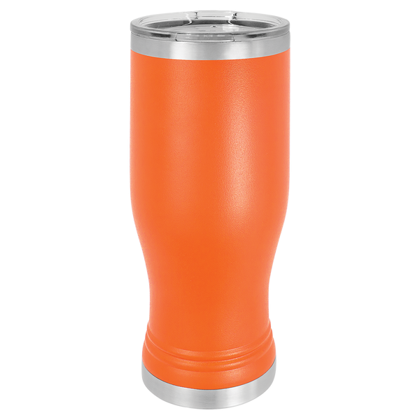 Orange with Silver Engraving 20 Oz Pilsner Tumbler - Laser Engraved Drinkware